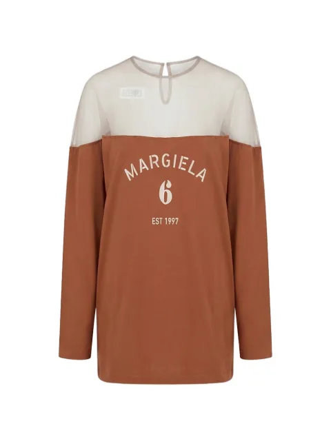 MM6 Maison Margiela logo-print panelled T-shirt Brown S62GD0213M20108