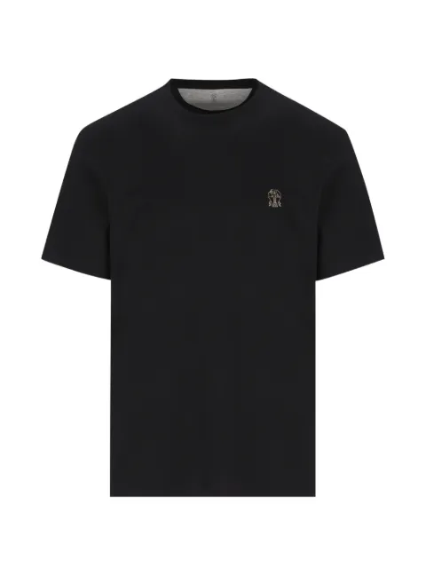 Brunello Cucinelli logo-embroidered T-shirt Black M0B138440CZ178