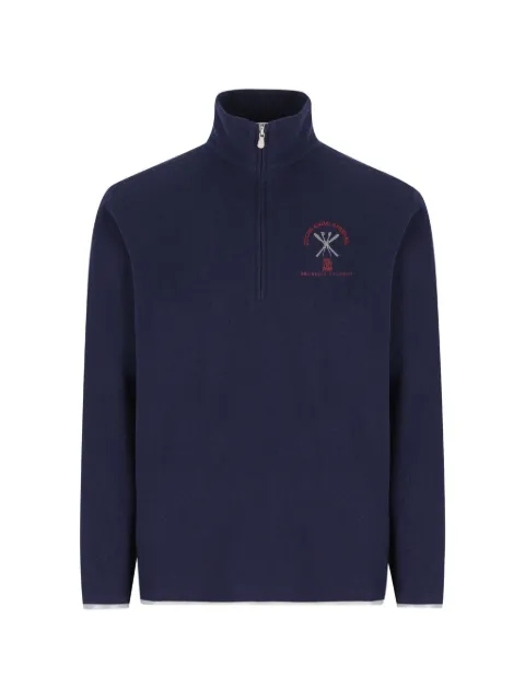 Brunello Cucinelli logo-embroidered quarter-zip sweater Blue MM840KT61C8241