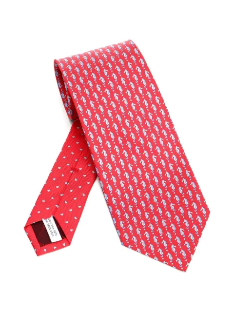 Ferragamo seahorse-print silk tie Red 351438004