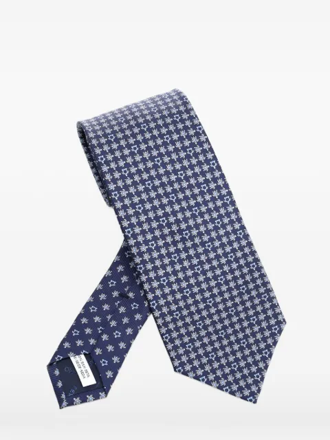 Ferragamo Gancini turtle-print silk tie Blue 351456