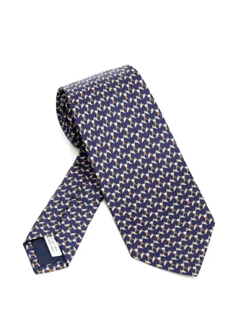Ferragamo club-print silk tie Blue 351452