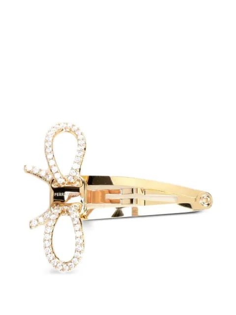 Ferragamo crystal-embellished bow hair clip Gold 340474