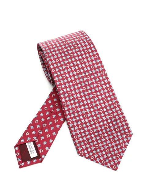 Ferragamo Gancini turtle-print silk tie Red 351456
