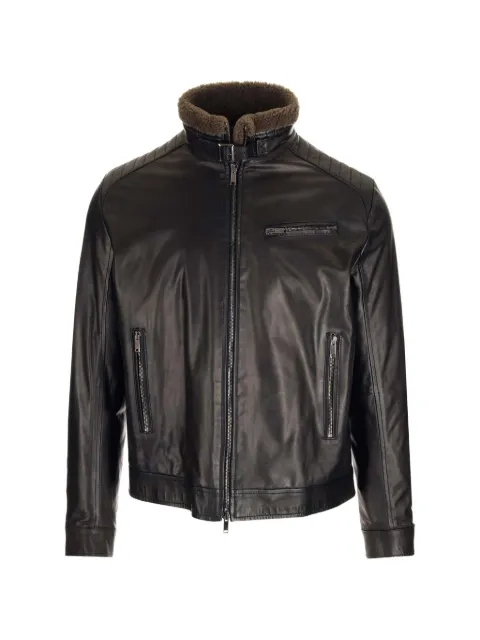 Al Duca D’Aosta 1902 quilted-shoulder leather jacket Black PATROLTUSCANY