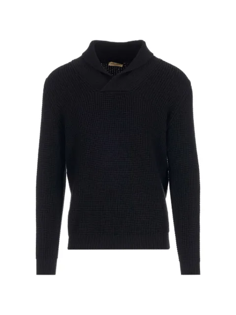 Al Duca D’Aosta 1902 waffle-knit shawl-collar sweater Black HS3742