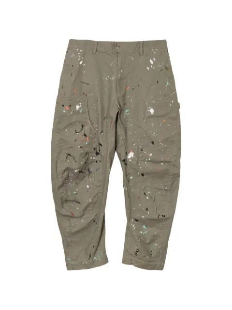 Magic Stick Tradivance paint-splatter trousers Green 25FWMS9022