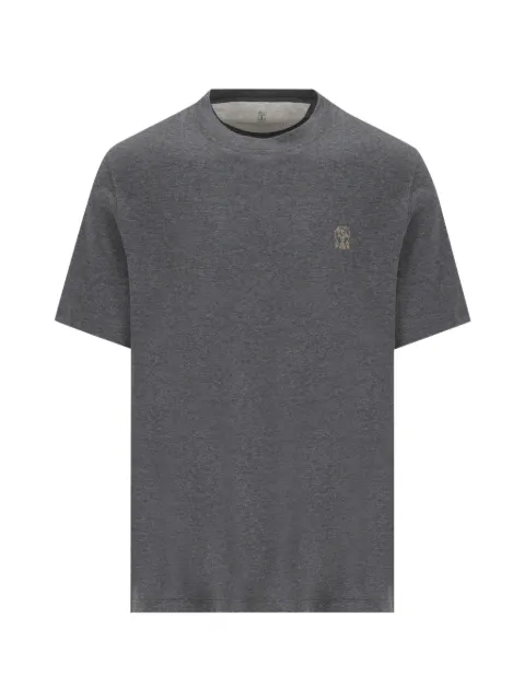 Brunello Cucinelli embroidered-logo T-shirt Grey M0B138440CM632