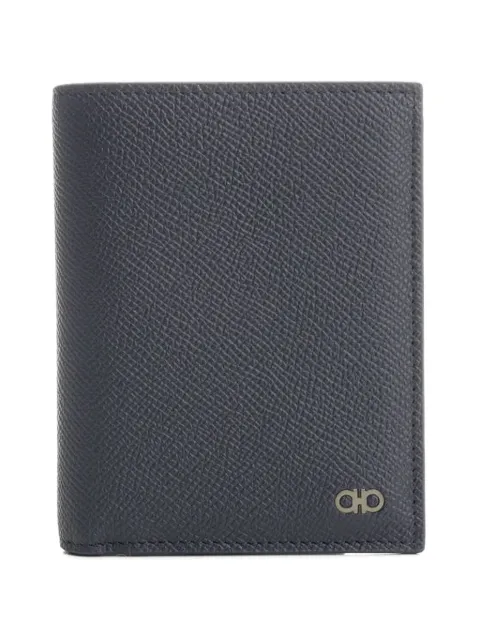 Ferragamo Gancini-plaque grained-leather wallet Blue 661459