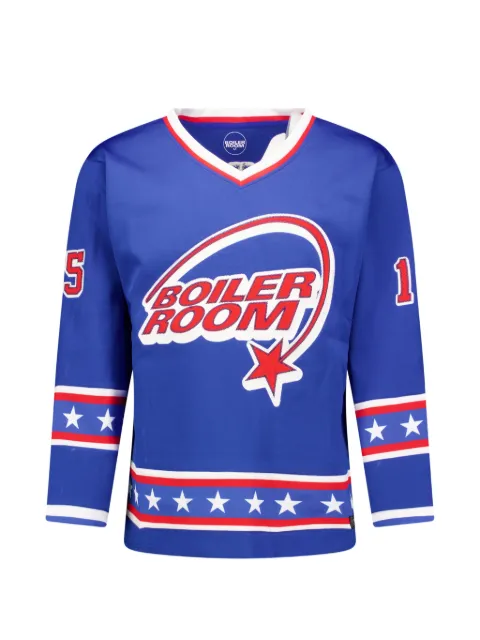 Boiler Room Hockey logo-print V-neck jersey Blue AW25LS11BLU