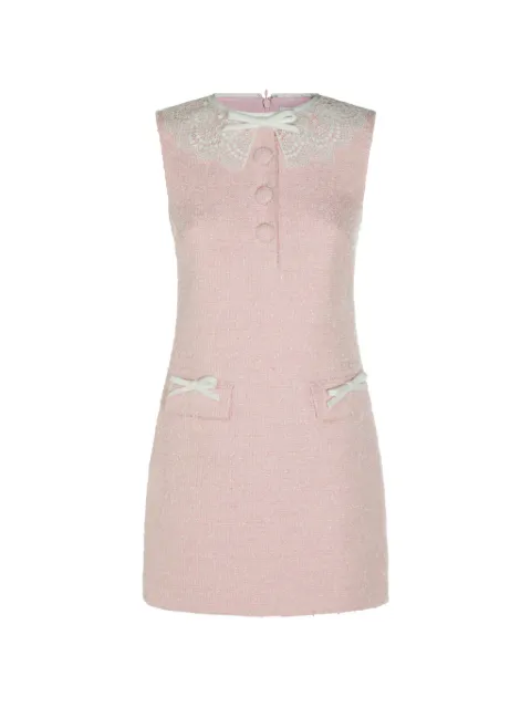 Self-Portrait bouclé lace-collar mini dress Pink PF26002SCP