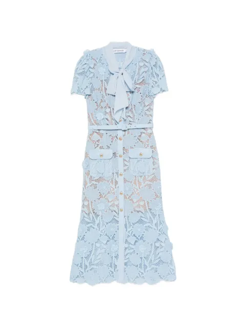 Self-Portrait tie-neck midi dress Blue PF26111MBL