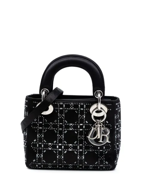 Christian Dior Pre-Owned 2017 Mini Satin Cannage Strass Crystal Embellished Lady Dior satchel Black MT8J5WMZANLZXZ0O