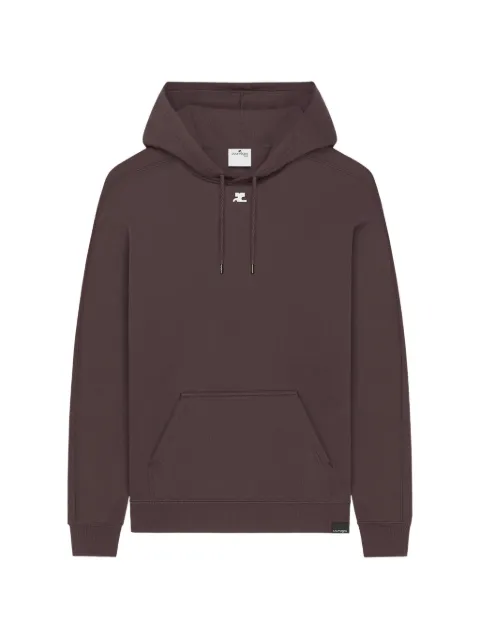 Courrèges logo-patch cotton hoodie Brown 326JHO058JS0266