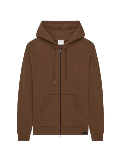 Courrèges logo-embroidered zip-up hoodie Brown 326JHO059JS0309