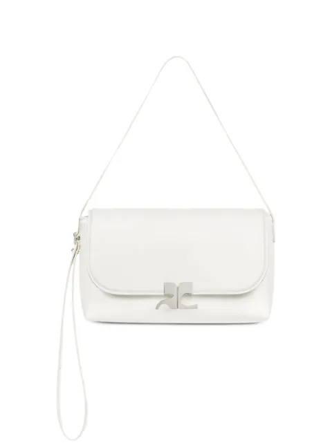 Courrèges logo-plaque leather shoulder bag White 326GSA240CR00270001