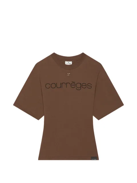 Courrèges logo-print short-sleeve T-shirt Brown 326JTS168JS0312