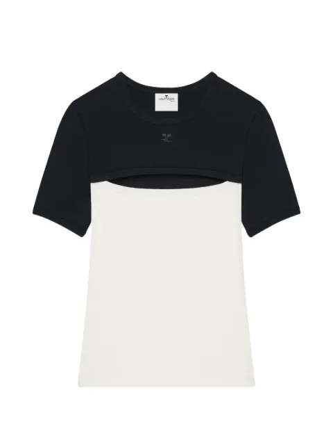 Courrèges cut-out colour-block T-shirt White 326JTS272JS0203