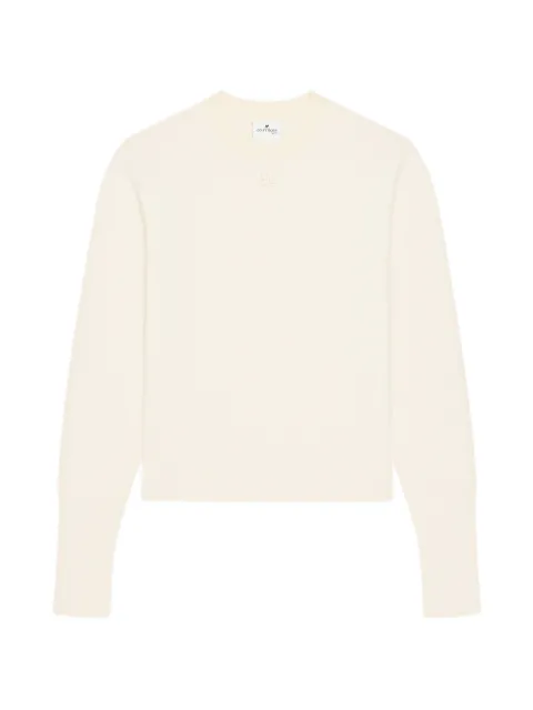 Courrèges logo-patch ribbed-trim sweater Neutrals 326MPU287FI0062