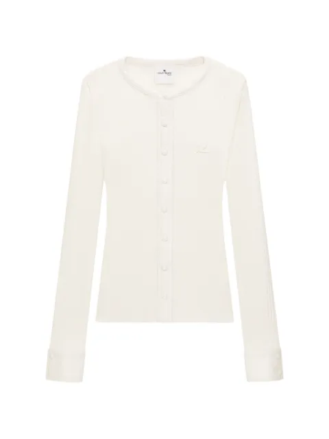 Courrèges ribbed-knit vinyl-trim cardigan White 326MGI056FI0001