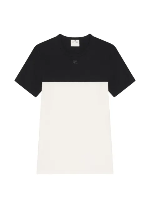 Courrèges bicolour logo-patch T-shirt White 326JTS265JS0203