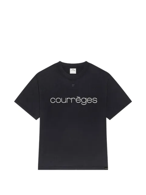Courrèges logo-print stonewashed T-shirt Black 325JTS203JS0305