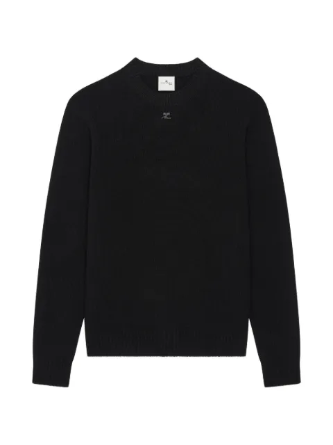 Courrèges logo-embroidered crew-neck sweater Black 326MPU286FI0062