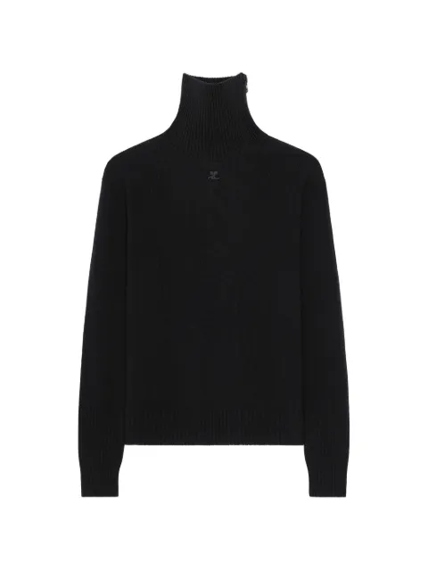 Courrèges lambswool zipped collar sweater Black 326MPU293FI0062