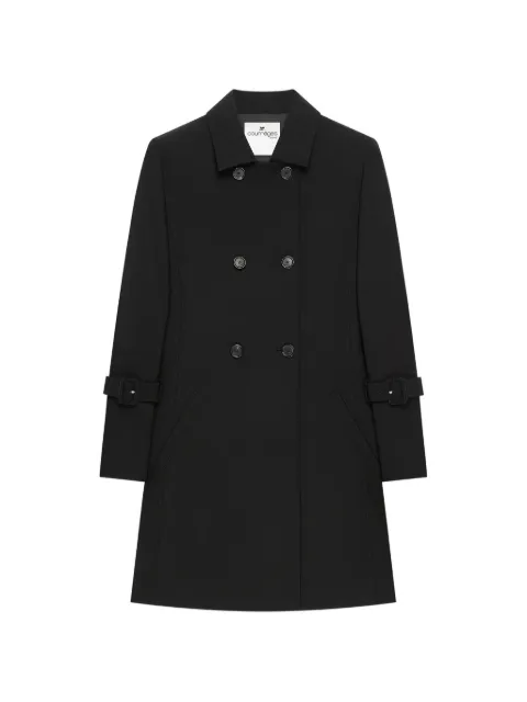 Courrèges double-breasted embroidered-logo coat Black 326CMA301PL01709999