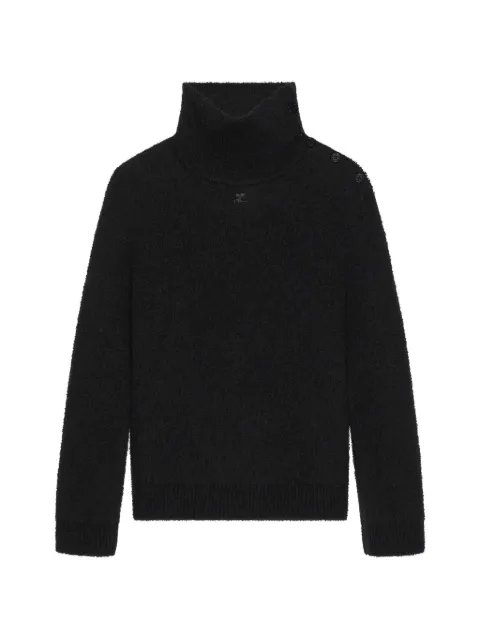 Courrèges bouclé-knit button-detail sweater Black 326MPU288FI00869999