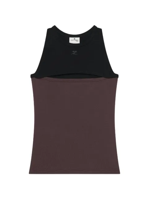 Courrèges slash contrast tank top Red 326JDE176JS0203