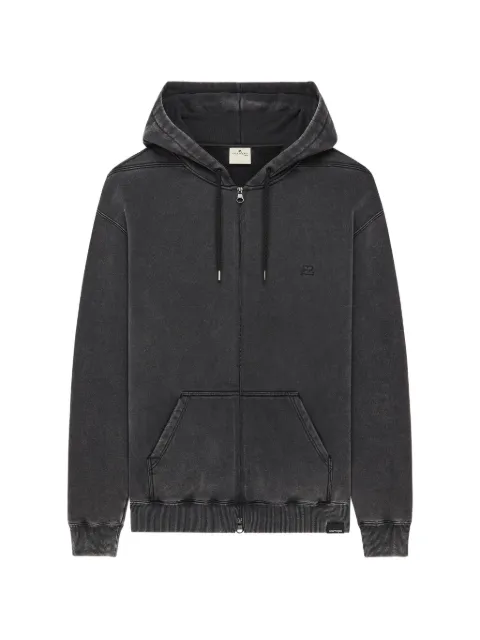Courrèges stonewashed logo-print hoodie Black 326JHO056JS0308