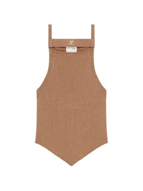 Courrèges rib-knit asymmetric tank top Neutrals 326MTO550FI0001
