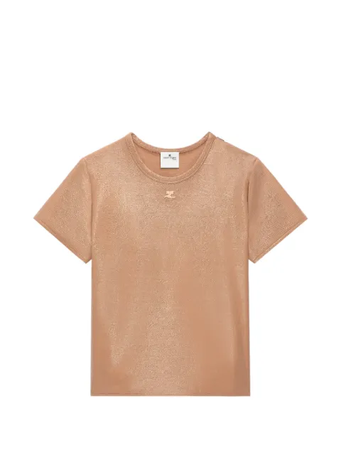Courrèges vinyl logo-embroidered T-shirt Neutrals 326CTO561VY00161091