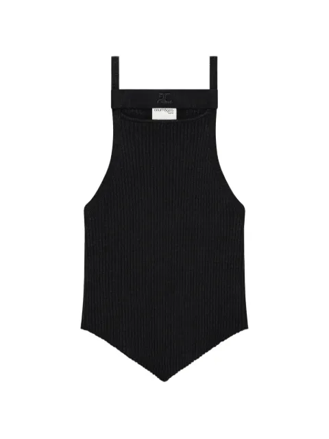 Courrèges ribbed-knit chest-strap tank top Black 326MTO550FI0001