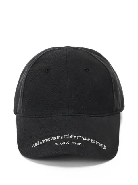 Alexander Wang crystal hotfix logo twill baseball cap Black UWC3269071