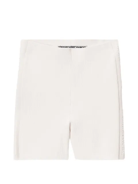 Alexander Wang logo-stripe ribbed shorts White 1KC3264050
