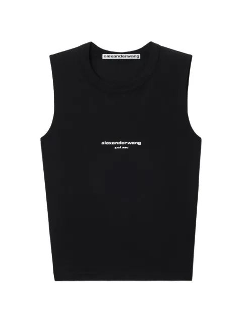 Alexander Wang logo-print fitted tank top Black 1CC3261360