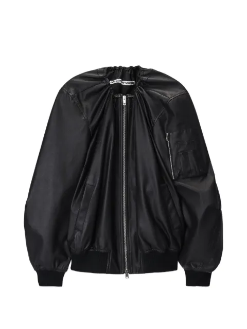 Alexander Wang gathered-detail leather jacket Black 1WC3262780