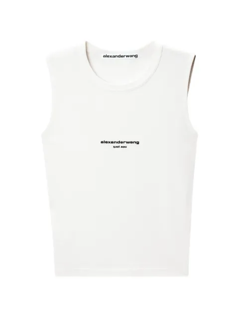 Alexander Wang logo-print fitted tank top White 1CC3261360