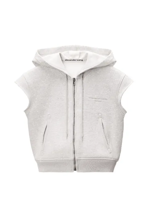 Alexander Wang zip-up short-sleeve hoodie Grey 1CC3261340