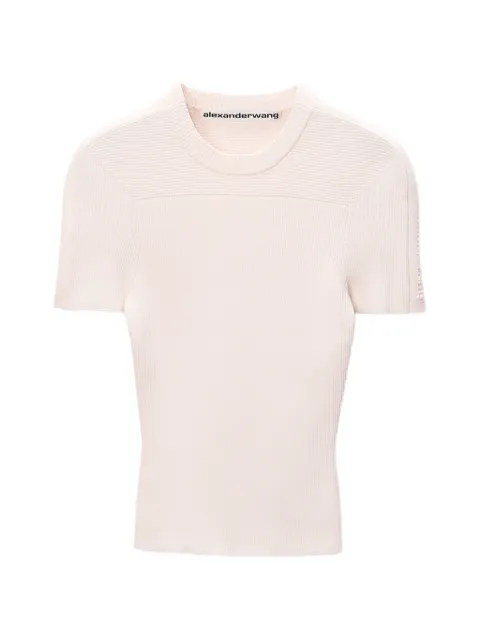 Alexander Wang debossed logo fitted tee Pink 1KC2261083