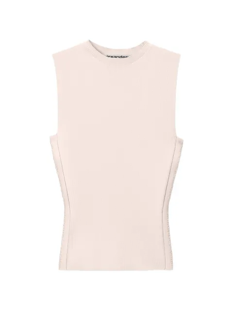 Alexander Wang debossed-logo ribbed tank top Pink 1KC3261048