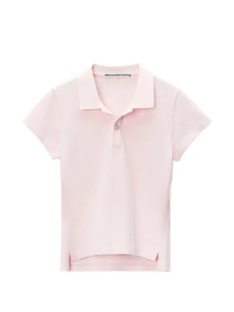 Alexander Wang crystal-embellished slim-fit polo shirt Pink 1CC3261354