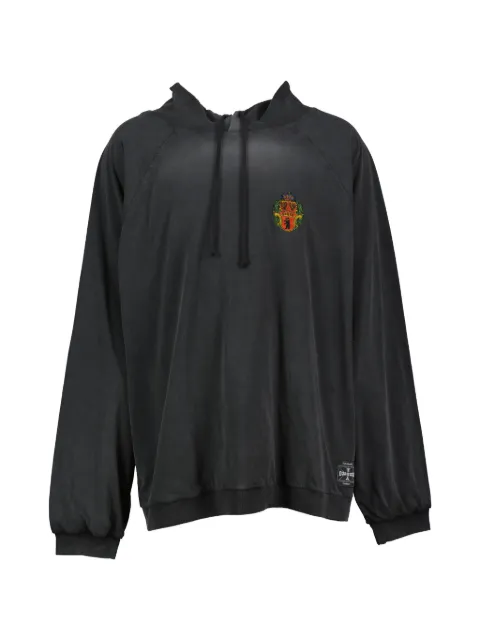 032c Bar embroidered distressed hoodie Black FW23C2070