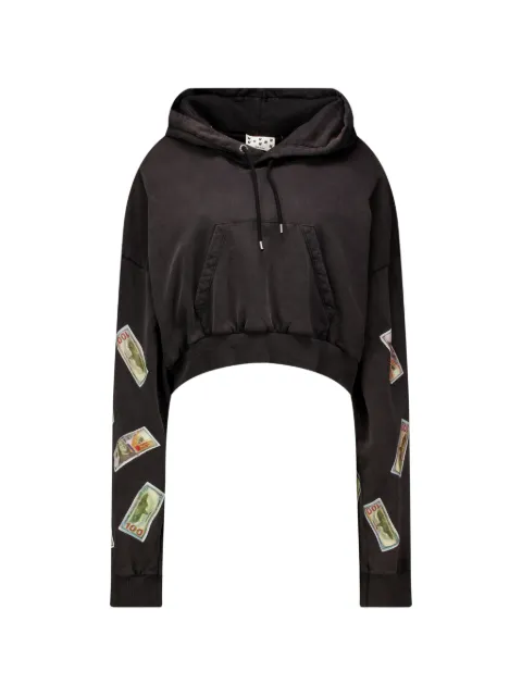 AVAVAV printed cropped hoodie Black F24N0405