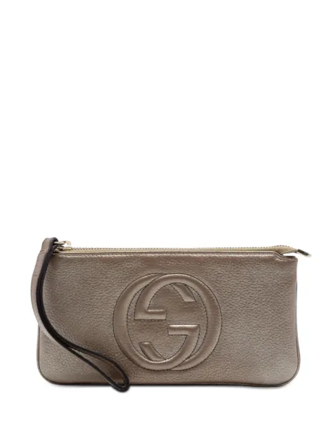 Gucci Pre-Owned 2000-2015 Metallic Calfskin Soho Wristlet Pouch clutch bag Brown R71EPJYJS1ONKDA8