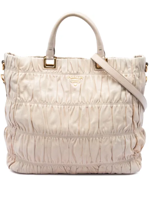 Prada Pre-Owned 2010-2026 Nappa Gaufre satchel Brown 8GS8ZINL3L1JQ7OT