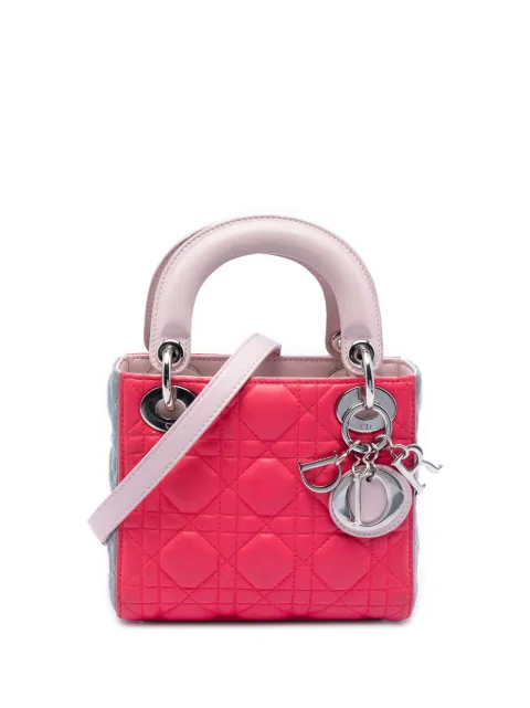 Christian Dior Pre-Owned 2014 Mini Tricolor Lambskin Cannage Lady Dior satchel Pink 3F0TX65NC2Z7KFOV
