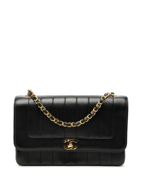 CHANEL Pre-Owned 1996-1997 Medium Vertical Quilted Lambskin Mademoiselle crossbody bag Black LEEKZSXKU3N62FHP